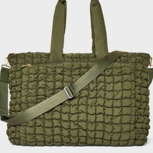 A New Day Olive Green Quilted Weekender